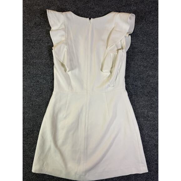 French Connection Whisper Ruffle V-Neck Mini Dress‎ Size M/8 White - Picture 7 of 8